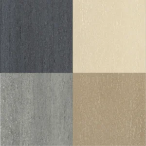 TruNorth Clubhouse Aurora PVC decking swatches in Raven, Sandstone, Shoreline, and Clay showing smooth brushed finish and mixed warm and cool tones